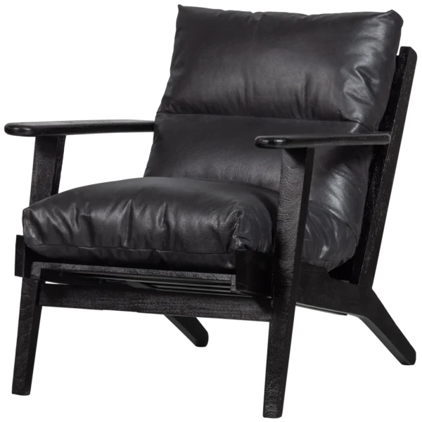 HOUSTON ARMCHAIR REAL LEATHER BLACK - Image 2