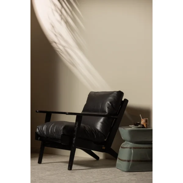 HOUSTON ARMCHAIR REAL LEATHER BLACK - Image 3