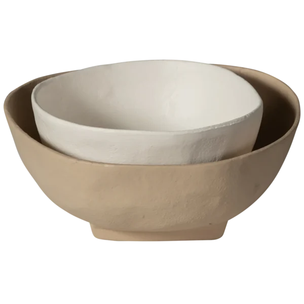 SET OF 2 - SEAL UP BOWLS ALUMINUM SAND/OFF WHITE