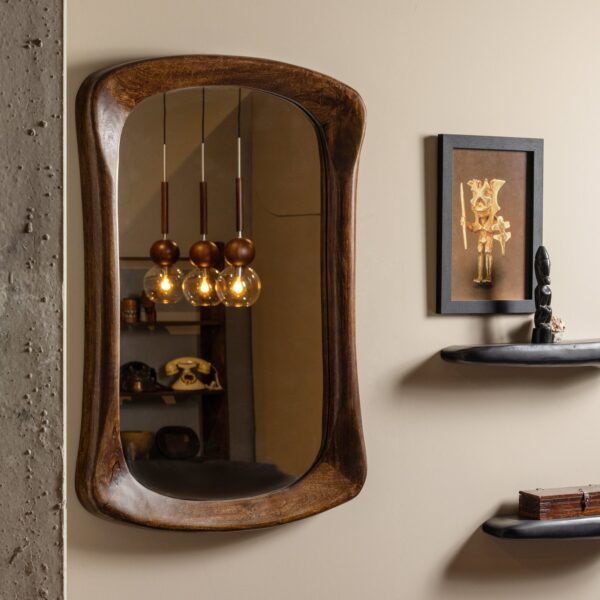 Glittering Mirror with wooden frame wallnut - Image 7