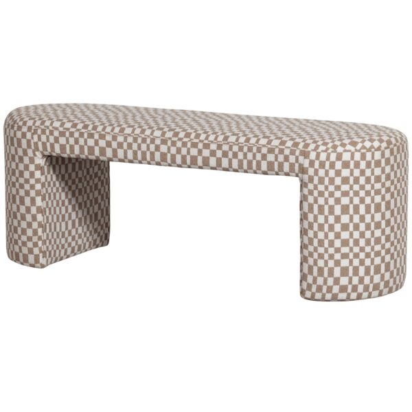 JACOB BENCH CHECKERED PATTERN SAND/OLIVE GREEN/NATURAL - Image 4